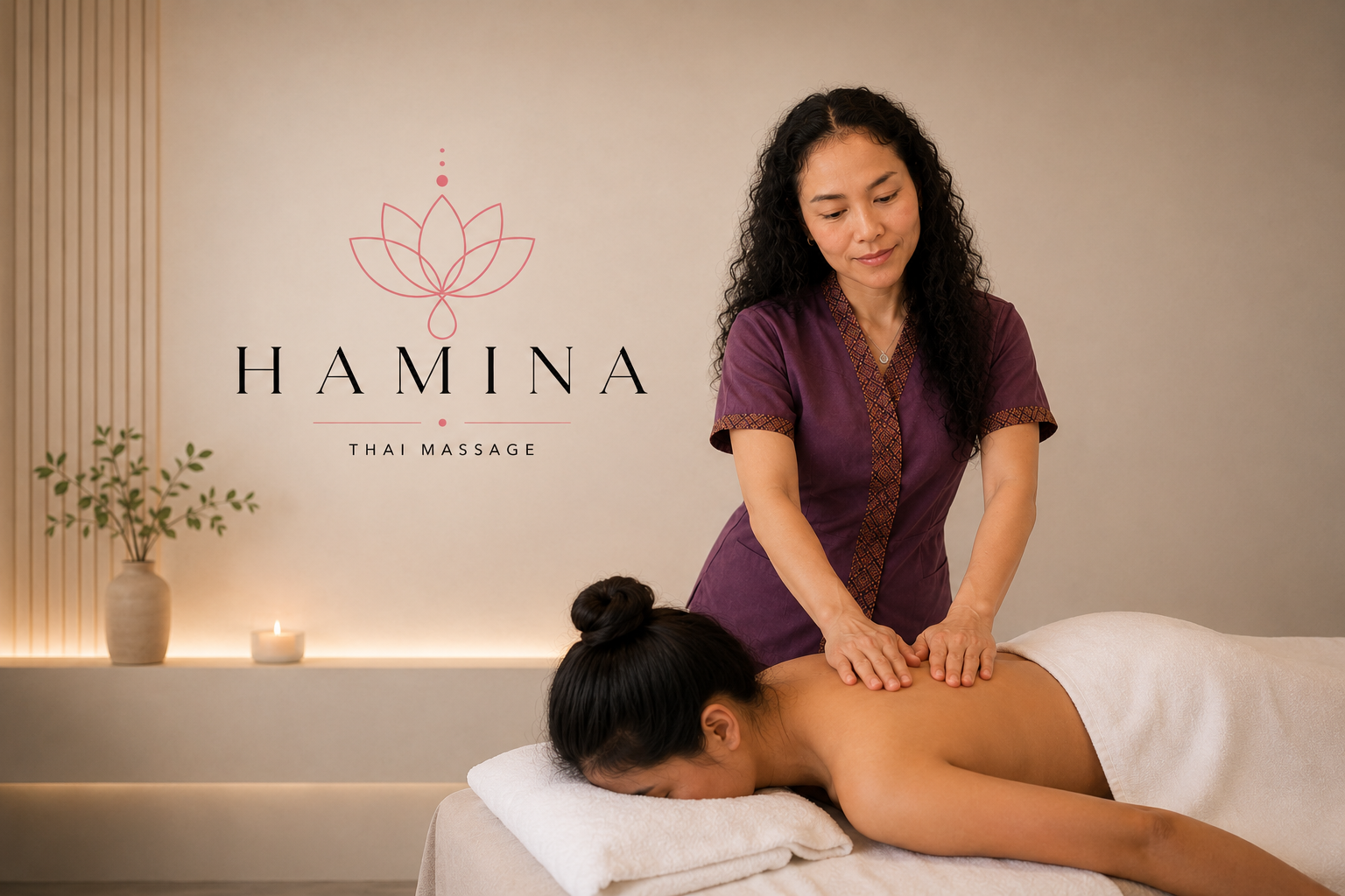 Rolig spa-atmosfære hos Hamina Thai Massage